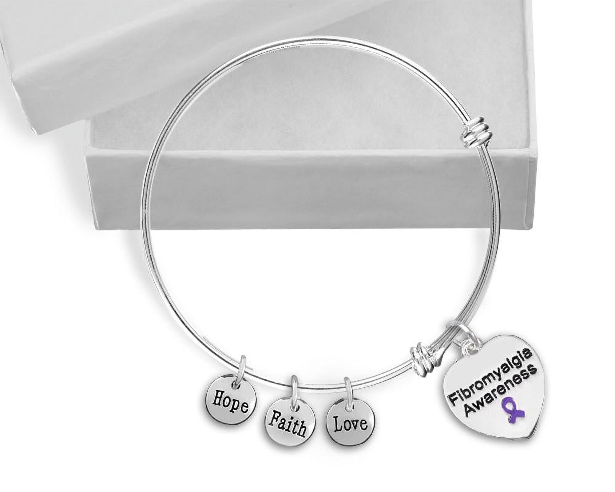 Fibromyalgia Heart Retractable Charm Bracelets