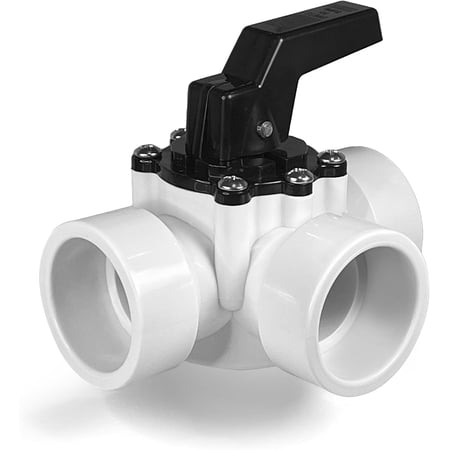 FibroPool Swimming Pool Diverter Valve - 1 1/2 Inch - 3 Way - Replacement Slip Valve for Pools and Spas White