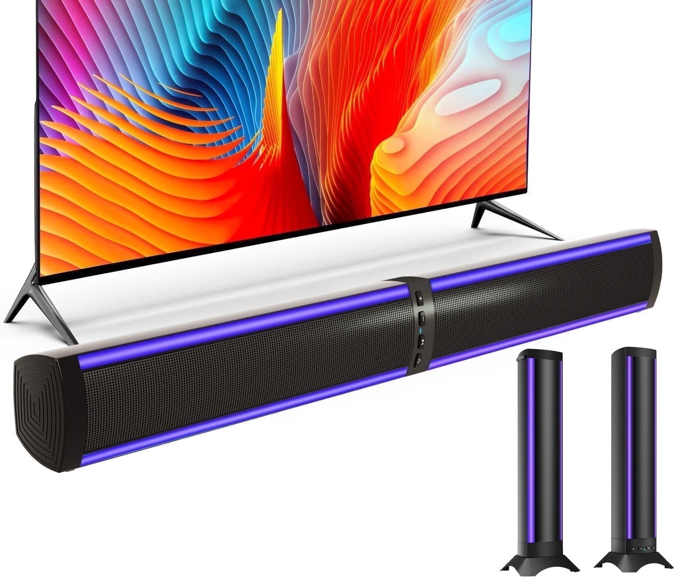 Ficcug 25in Sound Bars with 6 Built-in Speakers, 20W, Bluetooth, RCA, AUX Connection, Split Wireless for TV Home Theater - Walmart.com Ficcug 25in Sound Bars with 6 Built-in Speakers, 20W, Bluetooth, RCA, AUX Connection, Split Wireless for TV Home Theater - Walmart.com