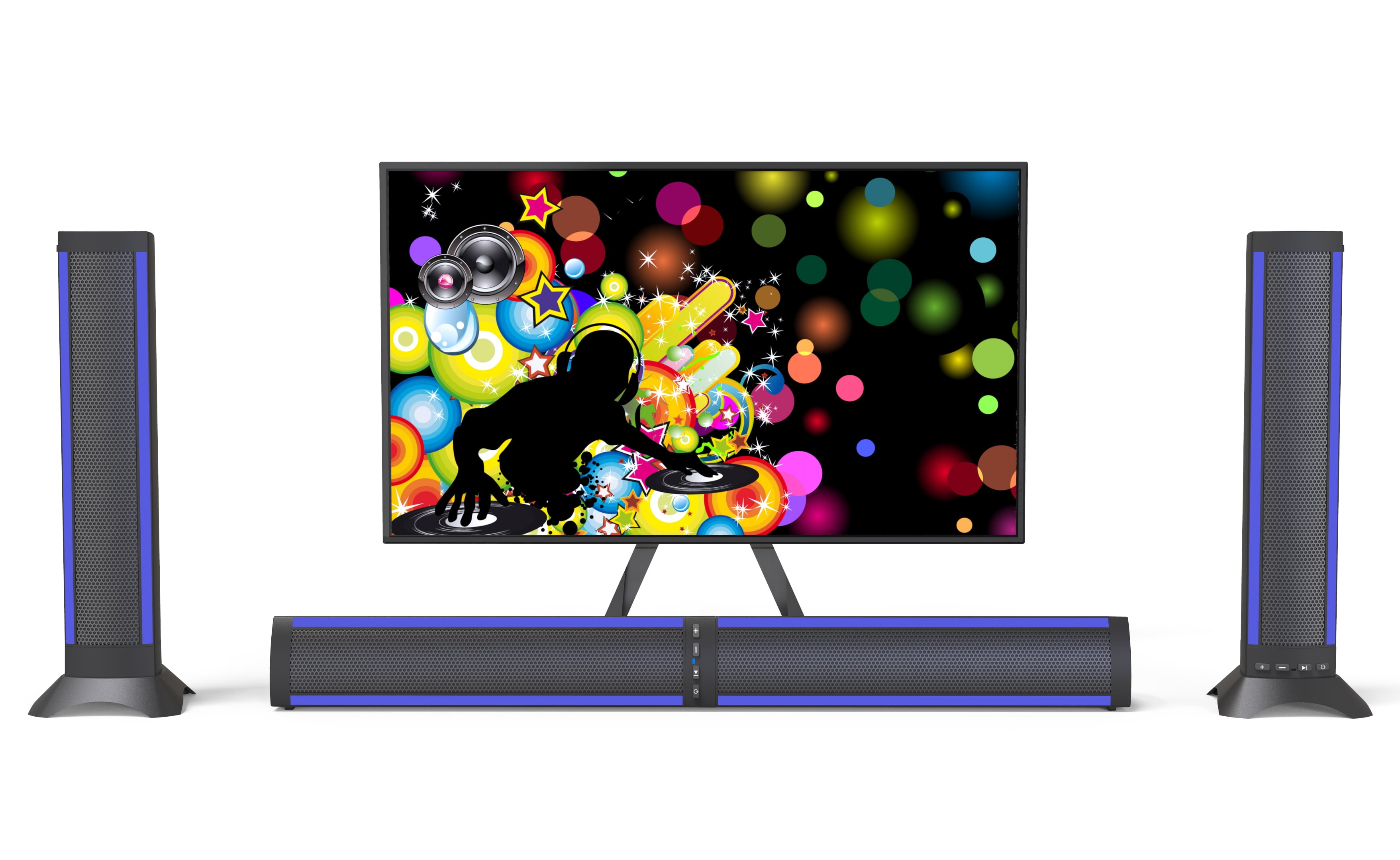 Ficcug 2.1 25in Sound Bars for TV Home Theater with 6 Builtin