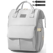 Ficcug Diaper Bag Backpacks with Insulated Pocket,Waterproof Large Baby Bag for Boys Girls,Unisex Travel Baby Changing Bag for Mom Dad,Gray