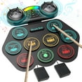 thumbnail image 1 of Ficcug Electronic Drum Set for Kids Adults,9 Pads Portable MIDI Roll-up Drum Kit with Dual Speakers / Headset Jack / Drumsticks / Foot Pedals,for Beginners, 1 of 11