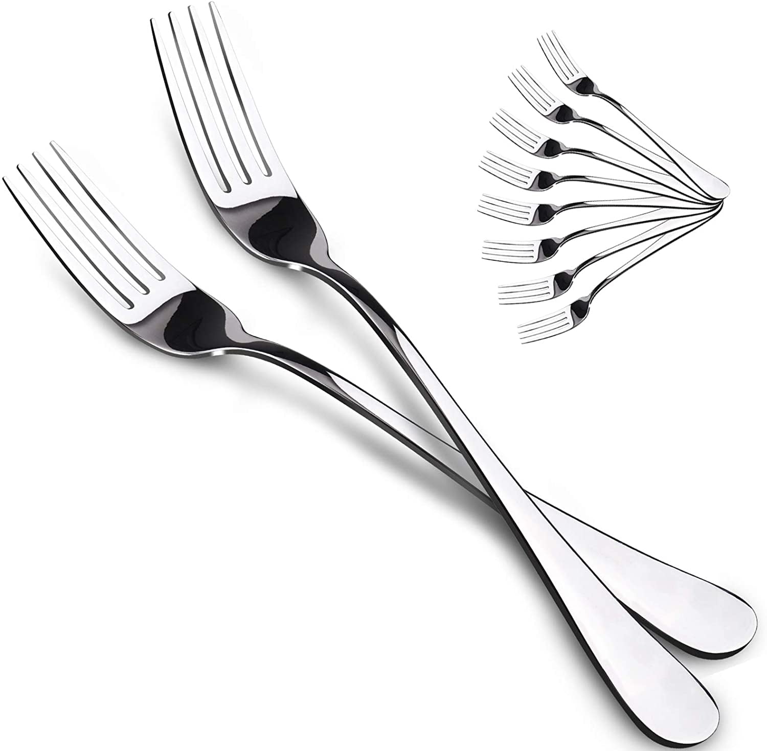 Ficcug Food-Grade Stainless Steel Dinner Forks Set,Salad Flatware Forks of 10