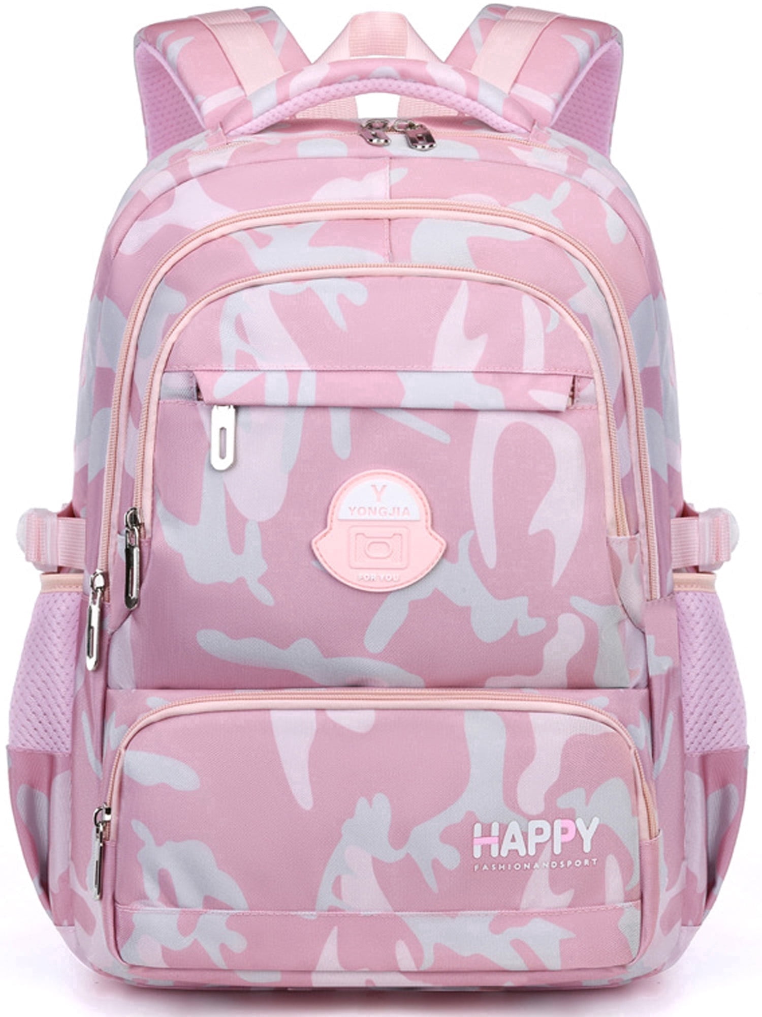 Ficcug Girls School Backpacks,Fashion School Bag for Kids Teens,35L Waterproof Students Bookbags for Elementary Middle,Pink