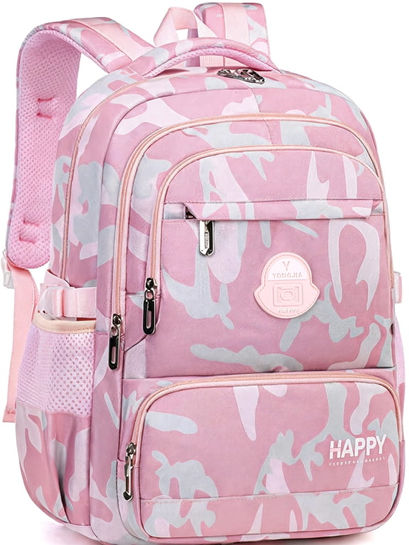 Girls School Backpacks,Fashion School Bag for Kids Teens,35L Waterproof Students Bookbags for Elementary Middle,Pink