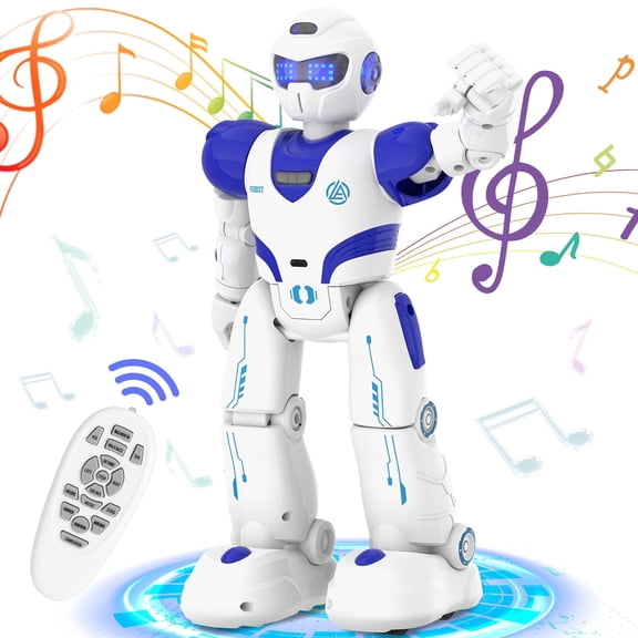 Ficcug Kids Remote Control Intelligent Robot Toys,Voice Control Programmable Educational Smart Robot,Perfect Gift for Boys 4 5 6 7 8+,Blue