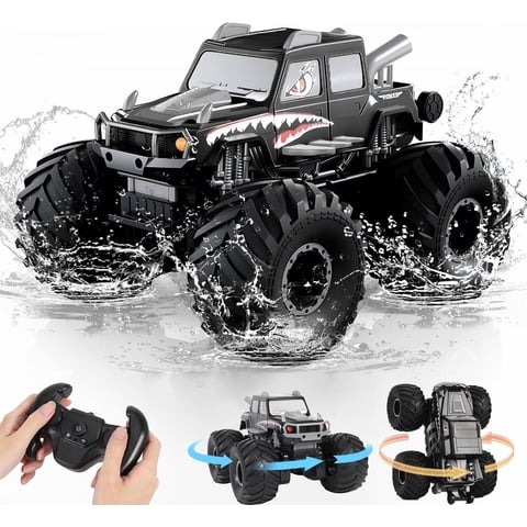 Izrizr Remote Control Cars,2 in 1 Land Water Monster Truck Toy,1:16 4WD off Road RC Cars for All Terrain,Gifts for Kids Boys Girls,Black