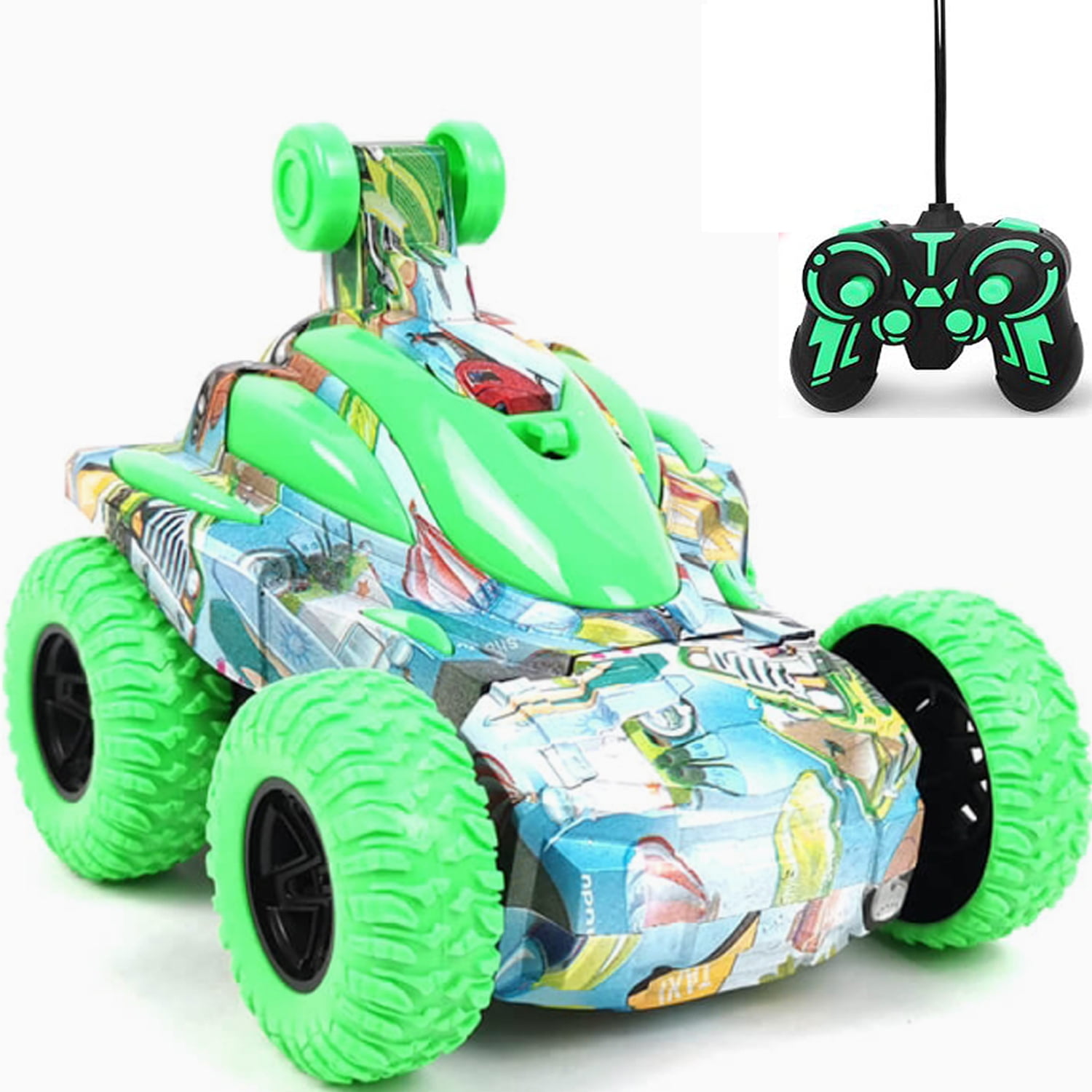 Ficcug Remote Control Cars for Kids,360 Flip Stunt RC Mini Cars Toy with Lights Music,Boys and Girls Age 3+ Birthday Christmas Gifts