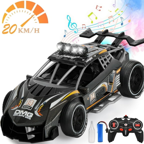 Ficcug Remote Control Cars Toys,1:14 High Speed RC Car with Spray Lights & Music,RC Truck for Boys Girls Kids