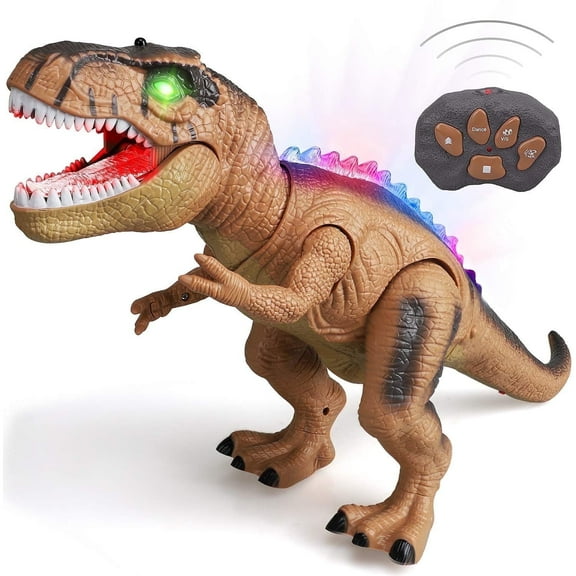 Ficcug Remote Control Dinosaur Toys for Boys,Walking RC Robot Toys with Light-Up LED Eyes Body,Gifts for 3-5 4-7 8-12 Kids