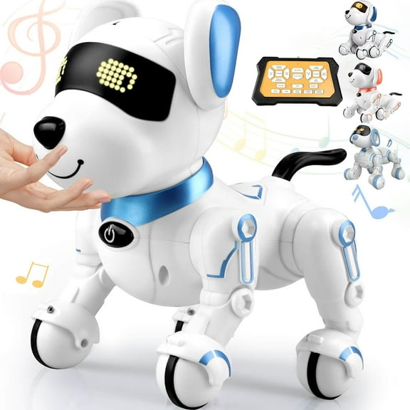 Ficcug Remote Control Robot Dog Toy, Digital Programmable Smart Interactive Puppy Pet, Gift for Boys Girls Kids 4+