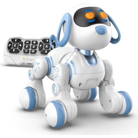 Ficcug Remote Control Robot Dog for Kids, Intelligent Programmable Interactive Puppy Pet Toys with Touch Sensing,Dance & Music,Gift for 3 4 5 6+ Ages Boys Girls,Blue
