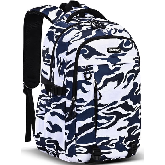 Ficcug School Backpack for 16" Laptop,Fashion Waterproof School Bag for Boys Girls Women Men Teens,Middle / High / College Bookbags,Blue