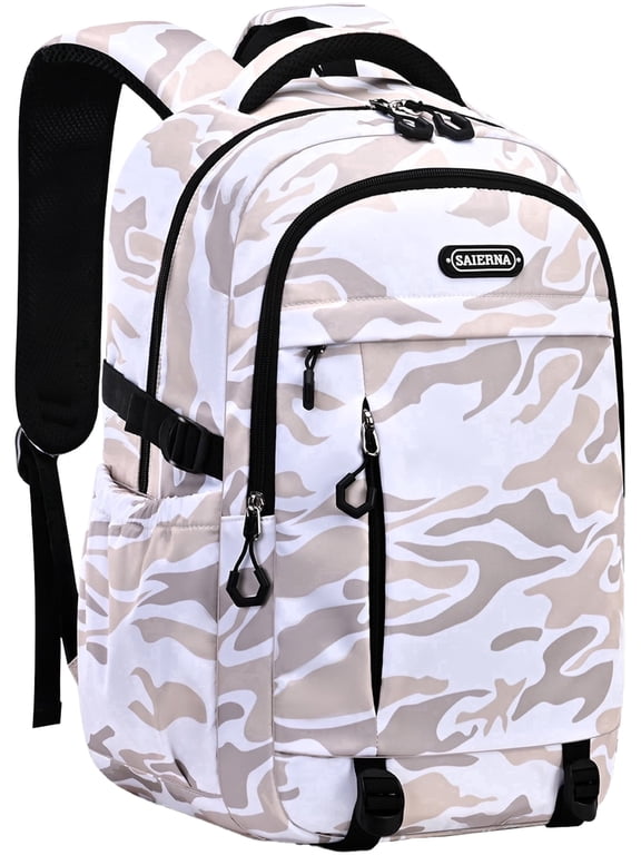 School Backpack for 16" Laptop,Fashion Waterproof School Bag for Boys Girls Women Men Teens,Middle / High / College Bookbags,Brown