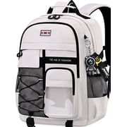 School Backpack for 15.6" Laptop,Fashion Waterproof School Bag for Boys Girls Women Men Teens,Middle / High / College Bookbags,off-White