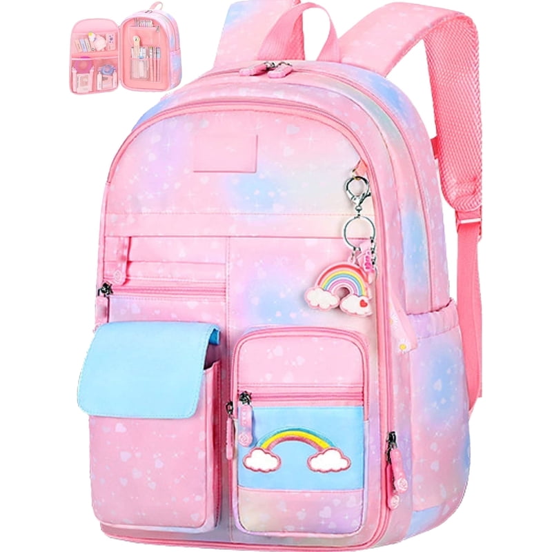 $18.99ac Free Ship WALMART+ or $35 by LuckyMall: Ficcug School Bag Backpacks for Girls,Shoulder Children School Bookbags for Kids