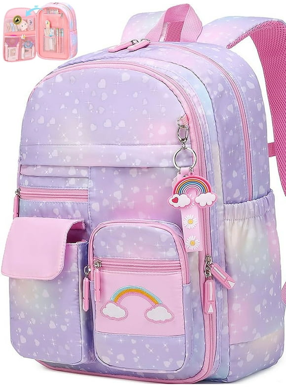 School Bag Backpacks for Girls,Shoulder Children School Bookbags for Kids,Primary School Season Gift,Purple