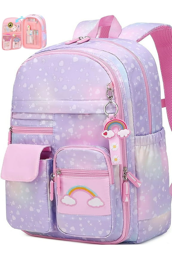 School Bag Backpacks for Girls,Shoulder Children School Bookbags for Kids,Primary School Season Gift,Purple