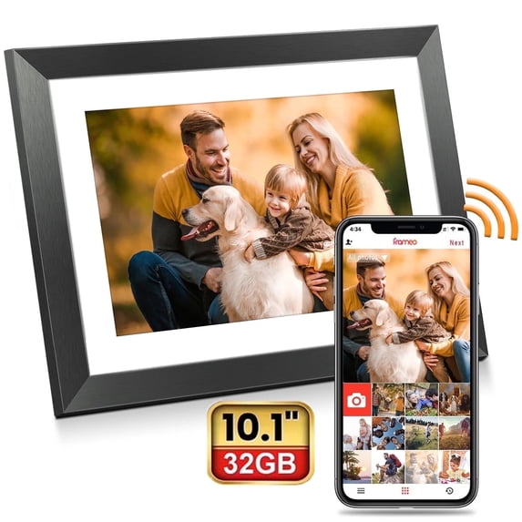 Upgrade 10.1" 32GB Digital Picture Frame,Wifi Smart Photo Frame,1280*800 HD IPS Touch Screen,Easy Share Photos Videos via Frameo App from Anywhere,Perfect for Gift,Black