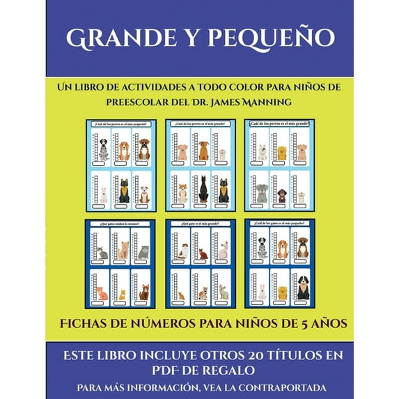Fichas de nmeros para nios de 5 aos Grande y pequeo : Este libro contiene 30 fichas con actividades a todo color para nios de 4 a 5 aos 35 Spanish Edition Paperback 1839422815 Santi