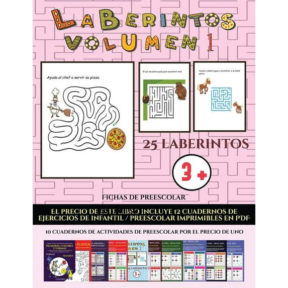 Fichas de preescolar (Laberintos - Volumen 1): (25 fichas imprimibles con laberintos a todo color para niños de preescolar/infantil) (23) (Spanish Edition)