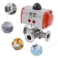thumbnail image 1 of Fichiouy 1" T Type Tri Clamp Sanitary Pneumatic Ball Valve 3-Way Stainless Steel 304, 1 of 10