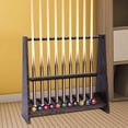 thumbnail image 1 of Fichiouy 10 Holes Wooden Pool Cue Rack Floor Free Standing Pool Stick Holder 35mm Aperture, 1 of 10