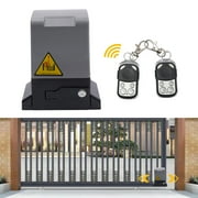 Fichiouy 110V 750W Automatic Sliding Gate Opener Kit Electric Rolling Driveway Slide Gate Motor with 2 RC