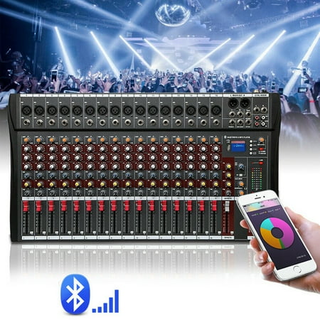 Fichiouy 16 Channels Bluetooth Line Live Mixing Console Digital Studio Audio Sound Mixer USB