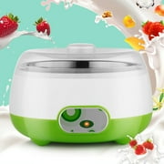 Fichiouy 1L DIY Yogurt Machine Automatic Yogurt Maker Stainless Steel Liner Home Green 15W