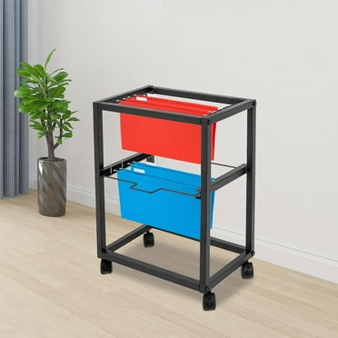 Fichiouy 2/3-Tier Metal Cabinet with Wheels for Home Office, Black