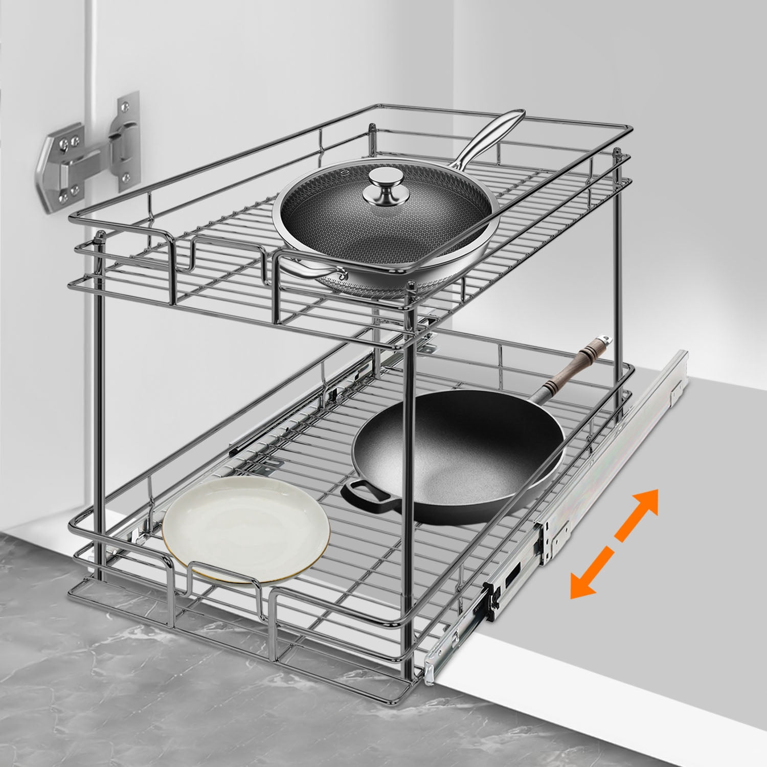 Drwas Rack Fichiouy 2 Tier Pull-out Cabinet Organizer Rack Slide Out Drawers ...