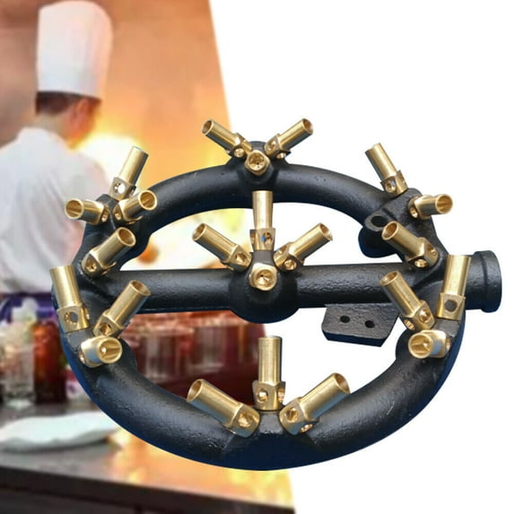Fichiouy 23 Tips Jet Burner Round Wok Natural Gas Jet Burner 240mm Cast Iron Brass