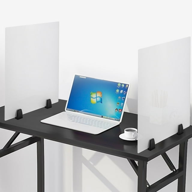 Fichiouy 2Pcs Desk Privacy Panel Frosted Acrylic Clampon Desk