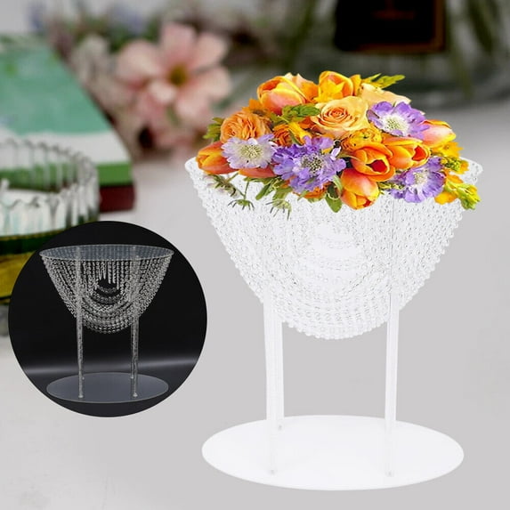Fichiouy 2Pcs Flower Rack Vase Stand Prop Acrylic Crystal Holder for Wedding Party Decor Clear
