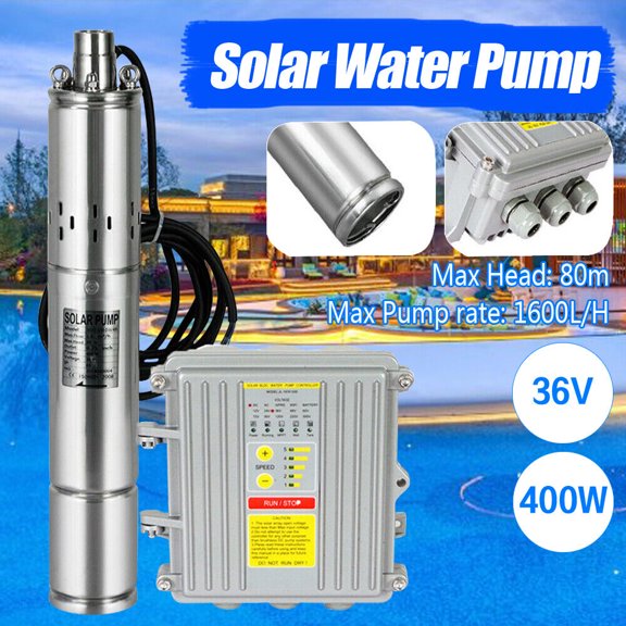 Fichiouy 3" 400w Solar Water Pump Submersible Deep Well Pump with MPPT Controller 36V
