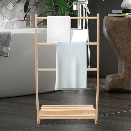 Fichiouy 3 Tier Towel Holder Freestanding Bathroom Drying Rack Hanger Stand Storage Unit