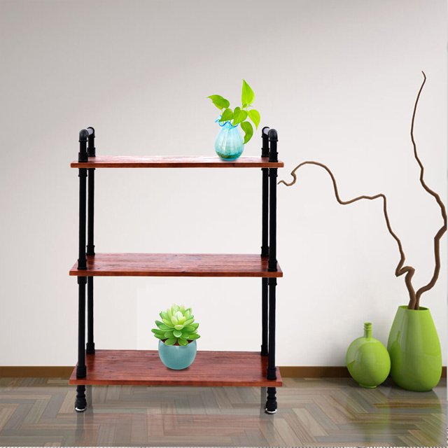 Fichiouy 3 Tiers Bedroom Industrial Pipe Shelf Floor Stand Kitchen