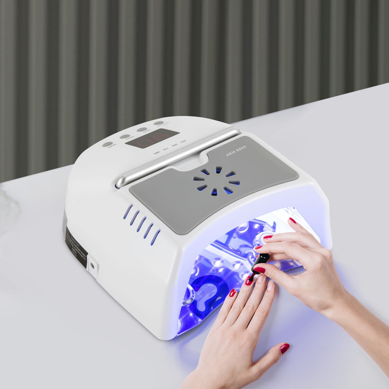Fichiouy 30W UV LED Portable Cordless Nail Lamp Machine Gel Nails with 3 Timer Removable Base for Salon Home DIY Use 9.3 * 7.9 * 3.7 in