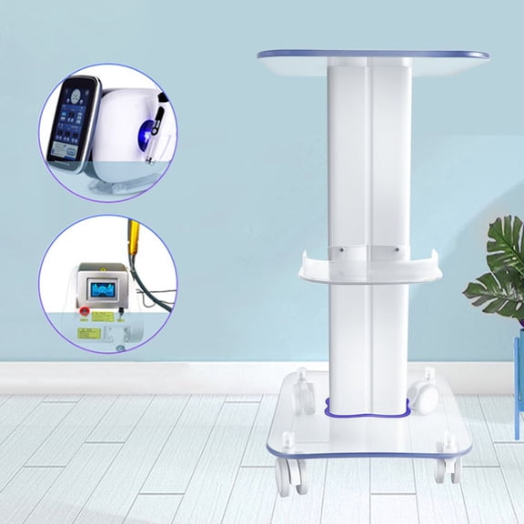 Fichiouy 360Rolling Cart Beauty Clear Acrylic SPA Rolling Cart Trolley Holder Stand Clear