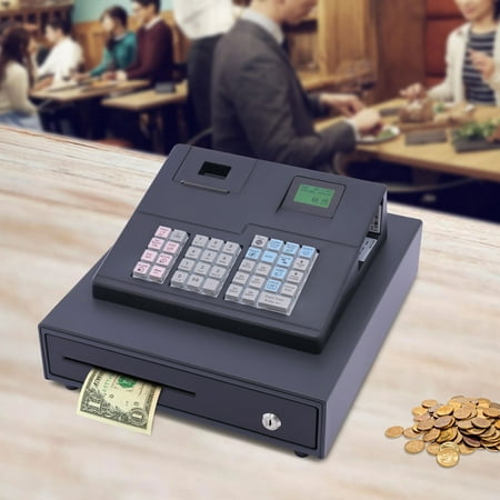 Fichiouy 38 Keys Cash Register with Drawer Cash Box Electronic Pos System Cash Register