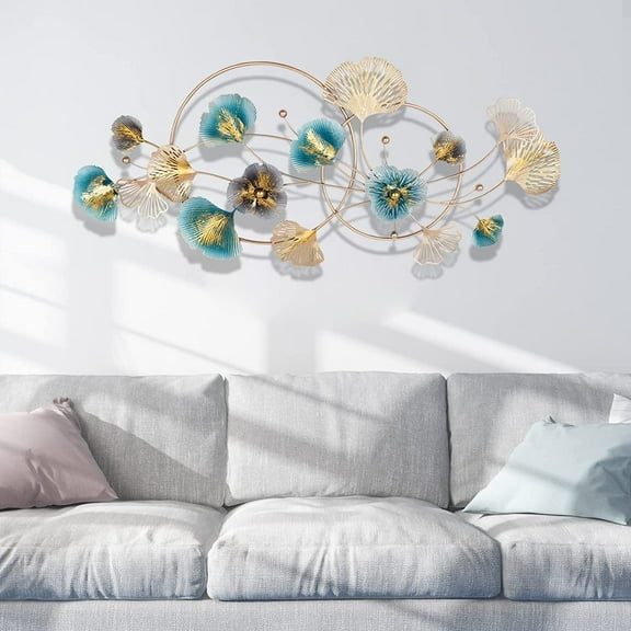 Fichiouy 3D Metal Wall Art Hanging Sculpture Flowers Leaves Home Garden Decor