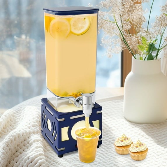 Fichiouy 3L Beverage Dispenser Plastic Drink Dispenser with LED Light for Cold Drinks Lemonade Milk Beer Iced Tea