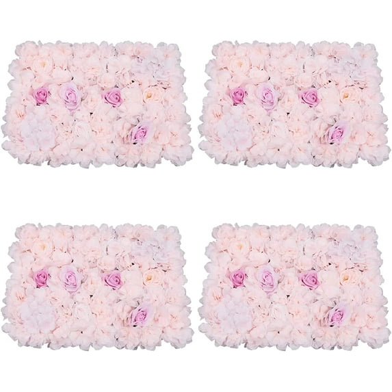 Fichiouy 4*Artificial Peony Rose Flower Wall Panel Bouquet Floral Backdrop Home Decor