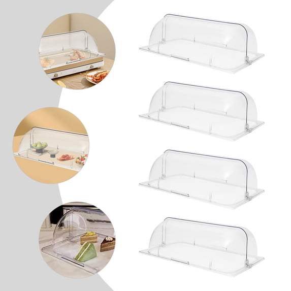 Fichiouy 4 Pcs Chafing Dish Cover for Half Size 1/1 Chafing Dish Roll Top Serving Platter Cover for Cake Cupcake