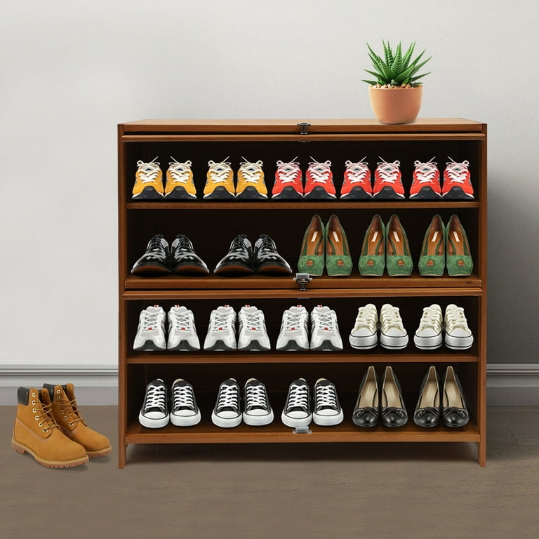 4-Tier Bamboo Shoe Rack for Closet Free Standing Wood Shoe Shelf