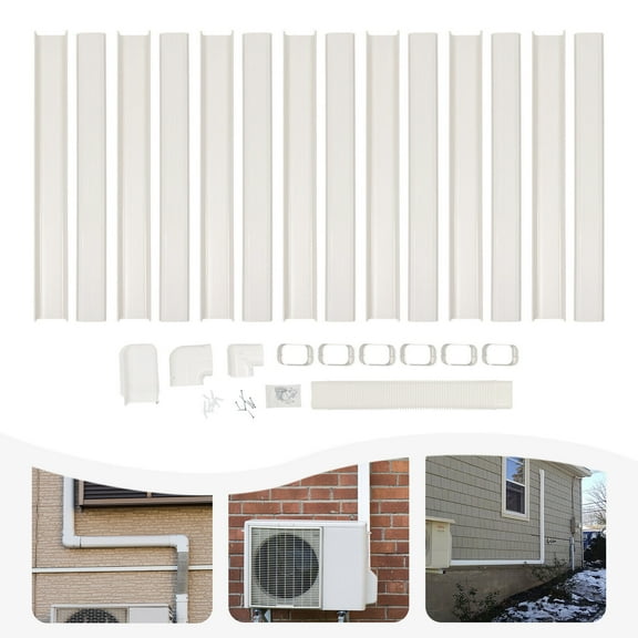 Fichiouy 4" W 25ft L PVC AC Line Set Cover Kit Air Conditioner Line Set Cover Kit Tubing for 9,000 to 36,000 BTUs