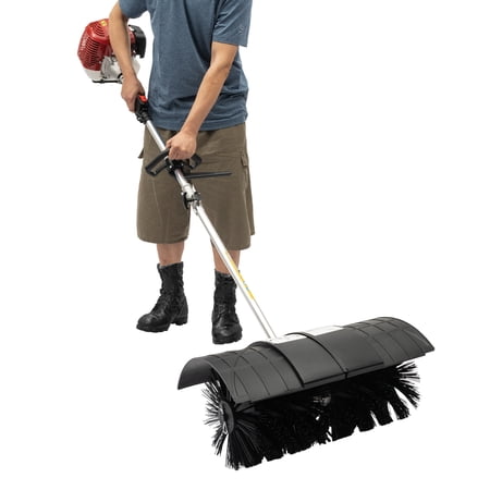 Fichiouy 52cc 2-stroke Gas Power Sweeper Hand Held Broom Cleaning Driveway Turf Grass 1700W