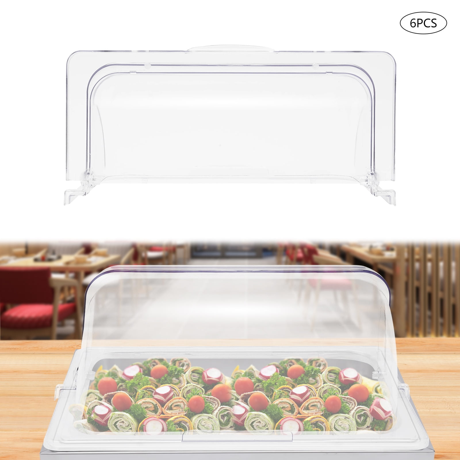 Fichiouy 6 PCS Clear Chafing Dish Cover Roll Top Bakery Pan Cover
