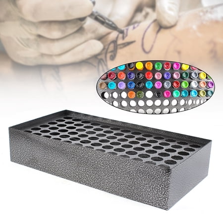 Fichiouy 78 Holes Tattoo Bottle Rack Wall-Mounted Tattoo Ink Stand Display Holder Organizer